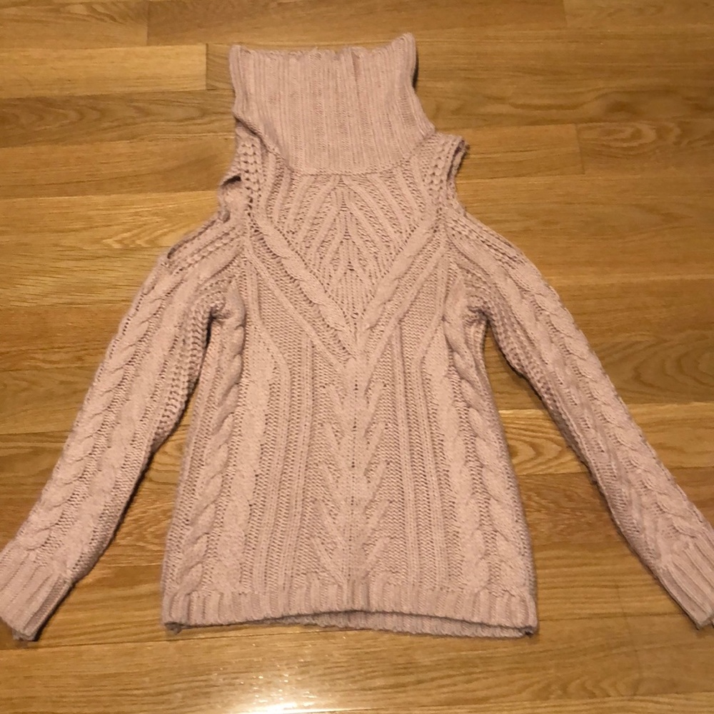 Knitted, Cold-Shoulder, Cowl Neck Sweater